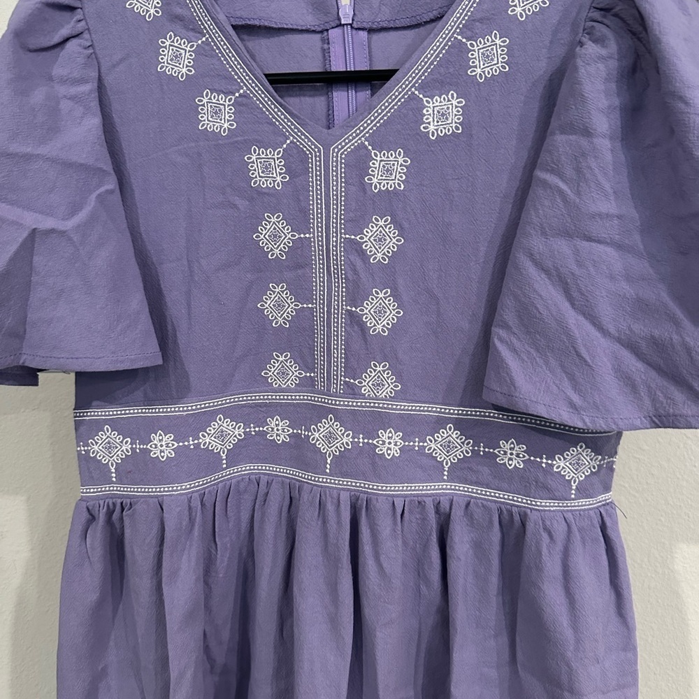SHEIN Purple Embroidered Dress - Picture 2 of 3